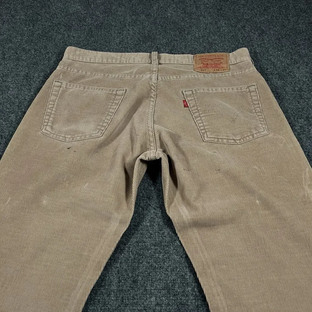 Levis 527 Low Boot Cut Corduroy Pants Mens 34x33 Brown Vintage Y2k Jeans